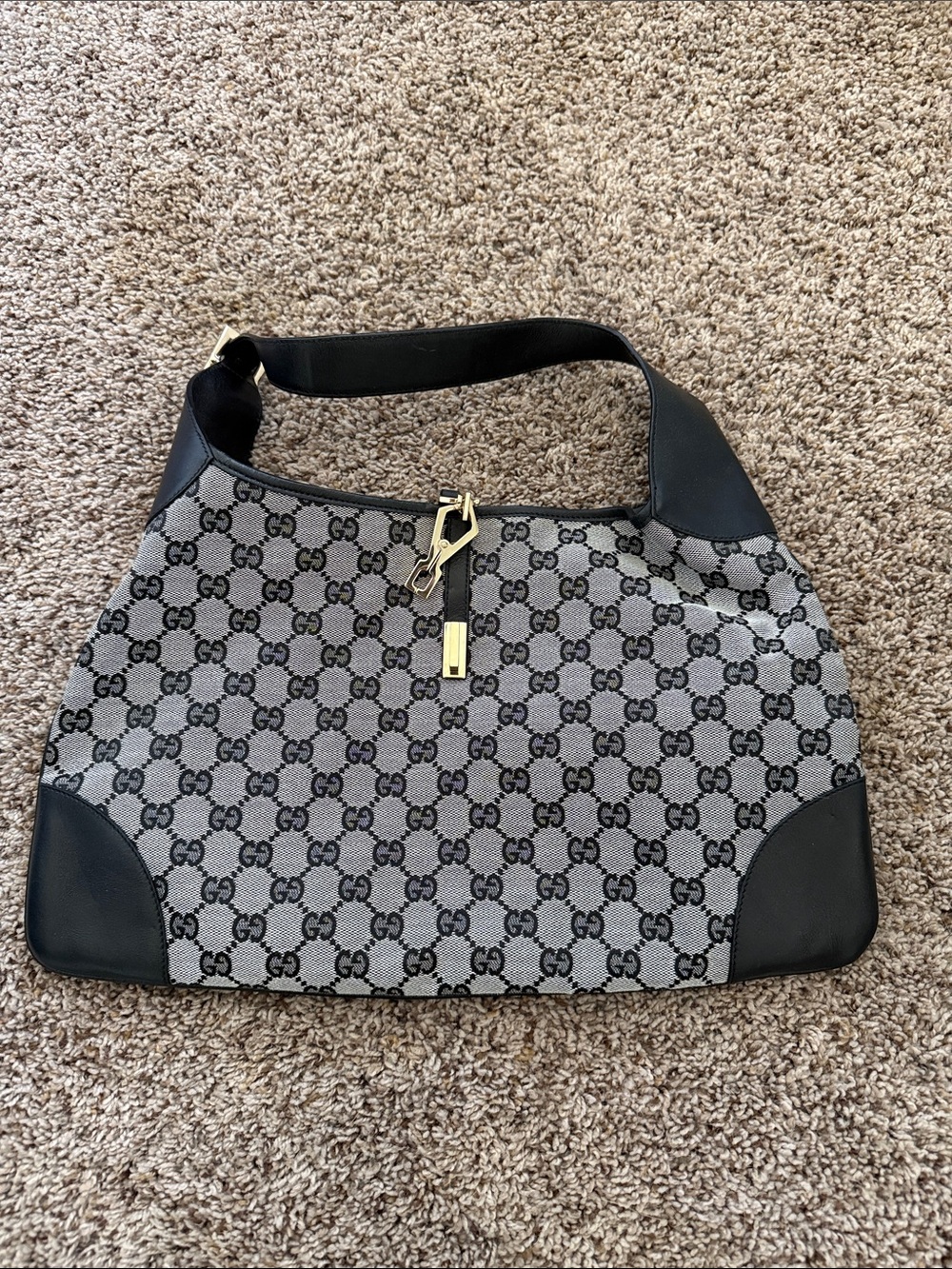 Gucci Black & Gray GG Canvas shoulder bag